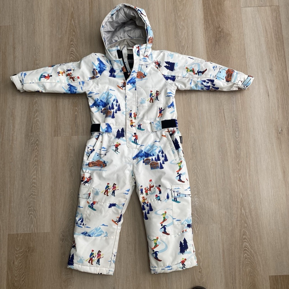 SNBOCON Kids Unisex One Piece Snowsuit Ski Village Print Size 120 (US 6)